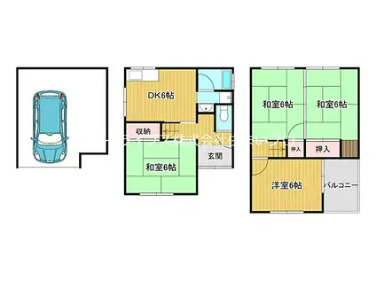 京阪本線 大和田駅(大阪) 徒歩35分 3階建 築39年(4DK)の間取り写真