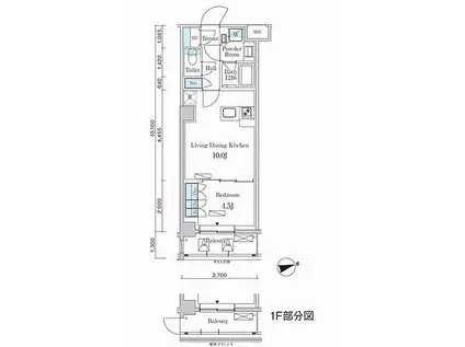 JR総武線 市ケ谷駅 徒歩5分 5階建 築4年(1LDK/1階)の間取り写真