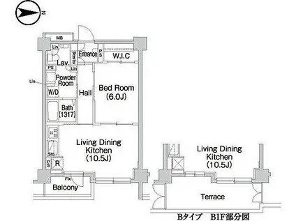 都営大江戸線 牛込柳町駅 徒歩4分 5階建 築18年(1LDK/1階)の間取り写真