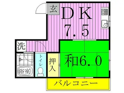 エムズマンション(1DK/2階)の間取り写真