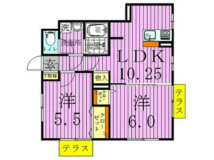 カーサニコルⅢ(2LDK/1階)の間取り写真