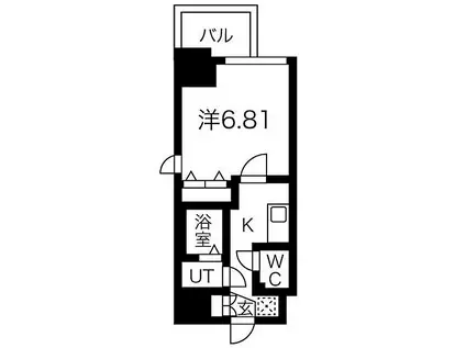 フォーリアライズ難波シエロ(1K/2階)の間取り写真