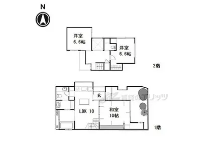 京都市営烏丸線 鞍馬口駅 徒歩10分 2階建 築101年(3LDK)の間取り写真