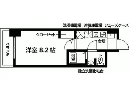 ヴェッセル幅下(1K/2階)の間取り写真