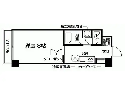 バウスクロス仙台宮町(1K/6階)の間取り写真