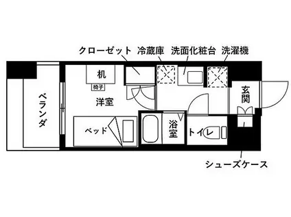 レジディア仙台支倉(ワンルーム/12階)の間取り写真