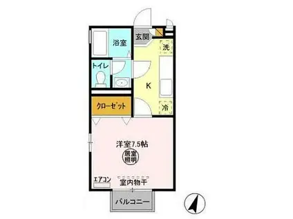 JR常磐線 小木津駅 徒歩23分 2階建 築16年(1K/2階)の間取り写真