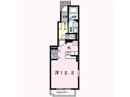 ソレアード・カーサII(1K/1階)の間取り写真