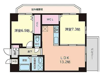 TGボナール浅川台 B棟(2LDK/9階)の間取り写真