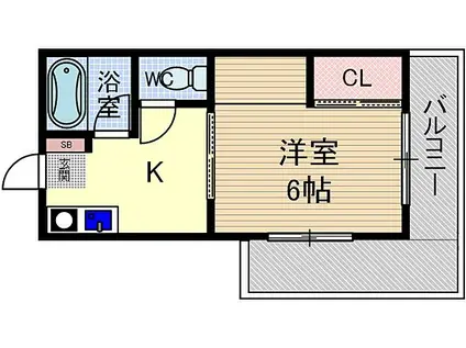 EST-1小野原(1DK/2階)の間取り写真