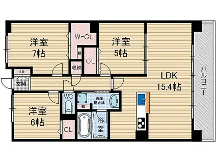 フロイデ川添(3LDK/3階)の間取り写真