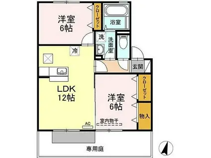 高松琴平電気鉄道琴平線 琴電琴平駅 徒歩34分 2階建 築17年(2LDK/1階)の間取り写真