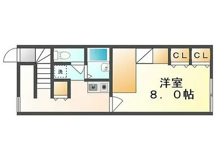 高松琴平電気鉄道長尾線 木太東口駅 徒歩23分 2階建 築16年(1K/2階)の間取り写真