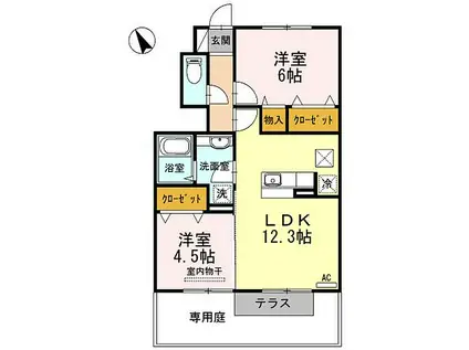 JR高徳線 志度駅 徒歩10分 2階建 築10年(2LDK/1階)の間取り写真