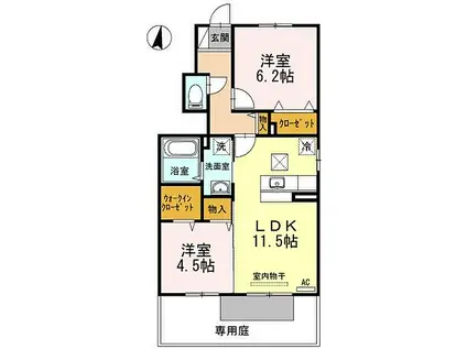 高松琴平電気鉄道琴平線 太田駅(高松) 徒歩44分 2階建 築10年(2LDK/1階)の間取り写真