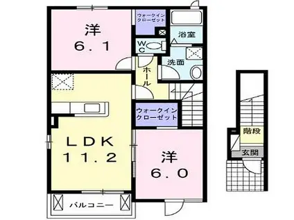 JR高徳線 丹生駅 徒歩3分 2階建 築12年(2LDK/2階)の間取り写真