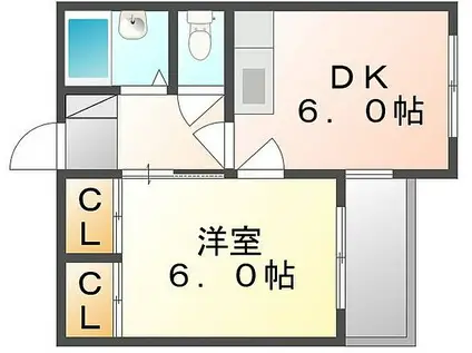 高松琴平電気鉄道琴平線 三条駅(高松) 徒歩15分 3階建 築31年(1DK/1階)の間取り写真