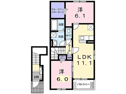 JR福知山線 石生駅 徒歩20分 2階建 築3年(2LDK/2階)の間取り写真