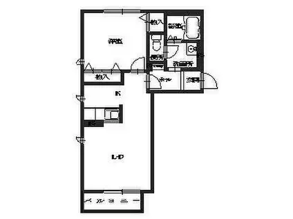 DOUDEN O2(1LDK/2階)の間取り写真