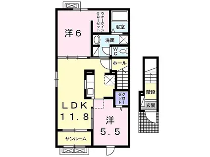 カテリーナ(2LDK/2階)の間取り写真