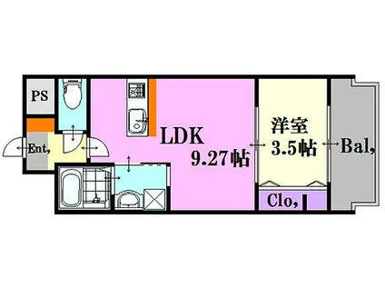 LION鶴見(1DK/3階)の間取り写真