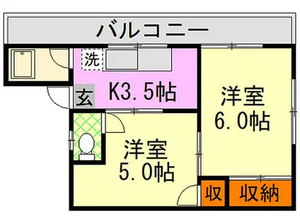三栄ビル(2K/3階)の間取り写真