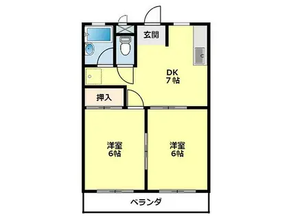 愛知環状鉄道 新豊田駅 徒歩18分 3階建 築35年(2DK/1階)の間取り写真