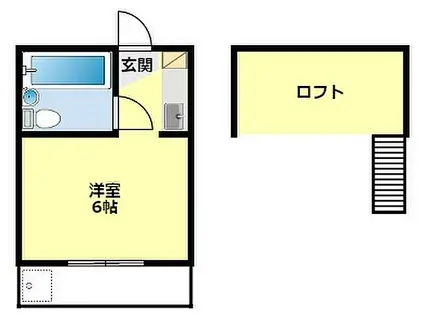 名鉄三河線 若林駅(愛知) 徒歩55分 2階建 築35年(1K/2階)の間取り写真