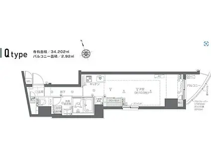 都営大江戸線 若松河田駅 徒歩4分 10階建 築5年(ワンルーム/7階)の間取り写真
