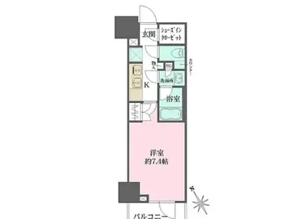 都営新宿線 曙橋駅 徒歩4分 13階建 築3年(1K/8階)の間取り写真