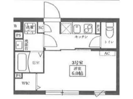 JR山手線 新宿駅 徒歩8分 4階建 築1年(1K/2階)の間取り写真