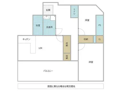 JR常磐線 常陸多賀駅 徒歩3分 3階建 築37年(2LDK/2階)の間取り写真