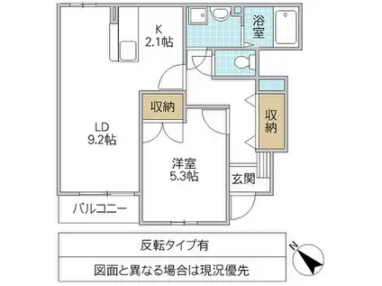 クレアトゥール(1LDK/1階)の間取り写真