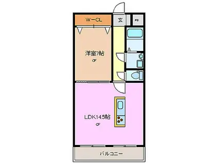 グランドヒルズ(1LDK/1階)の間取り写真