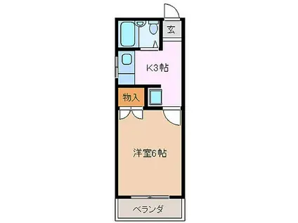 JR関西本線 桑名駅 徒歩17分 5階建 築34年(1K/2階)の間取り写真
