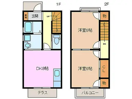 養老鉄道 多度駅 徒歩17分 2階建 築24年(2DK)の間取り写真