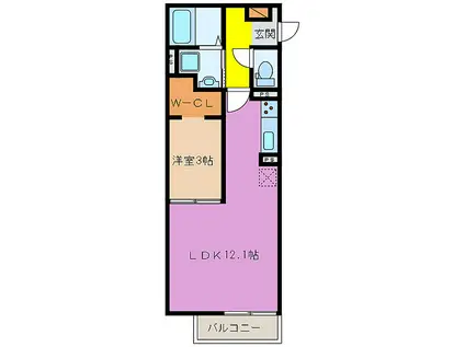 三岐鉄道北勢線 星川駅(三重) 徒歩23分 3階建 築4年(1LDK/2階)の間取り写真
