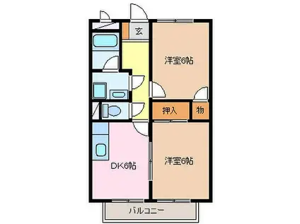 SURPLUS TWO日野(2DK/1階)の間取り写真