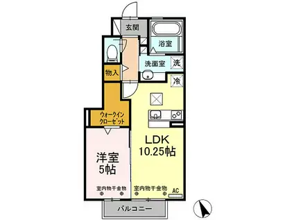 サンシエール中川原 壱番館(1LDK/1階)の間取り写真