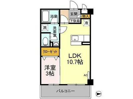 ルピナス(1LDK/3階)の間取り写真