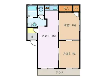 メゾンシャンティ(2LDK/1階)の間取り写真