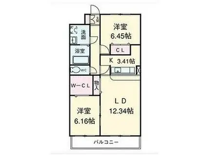 近鉄湯の山線 中菰野駅 徒歩5分 3階建 築15年(2LDK/3階)の間取り写真