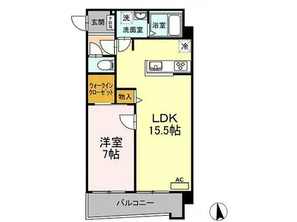 三岐鉄道三岐線 三里駅 徒歩18分 4階建 築15年(1LDK/2階)の間取り写真