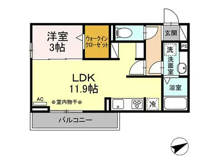 サニースペース(1LDK/3階)の間取り写真