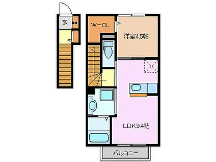 ラ ルーチェ江戸橋(1LDK/2階)の間取り写真