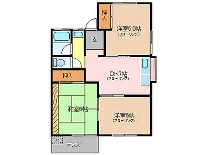 近鉄山田線 宮町駅 徒歩32分 1階建 築34年(3DK)の間取り写真