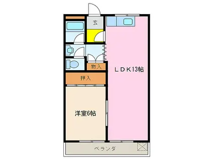 林ビル(1LDK/2階)の間取り写真