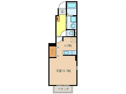 ルナピ-ノ(ワンルーム/1階)の間取り写真