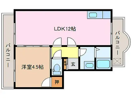 船江第2ロイヤルマンション(1LDK/3階)の間取り写真