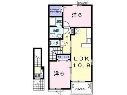 エーデルシュタイン A棟(2LDK/2階)の間取り写真